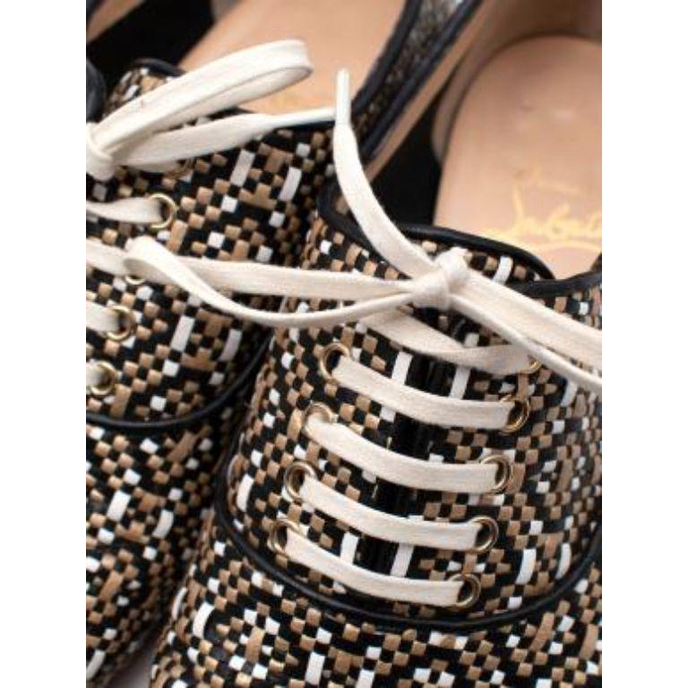 Black & Gold Woven Lace-Up Shoes For Sale 1