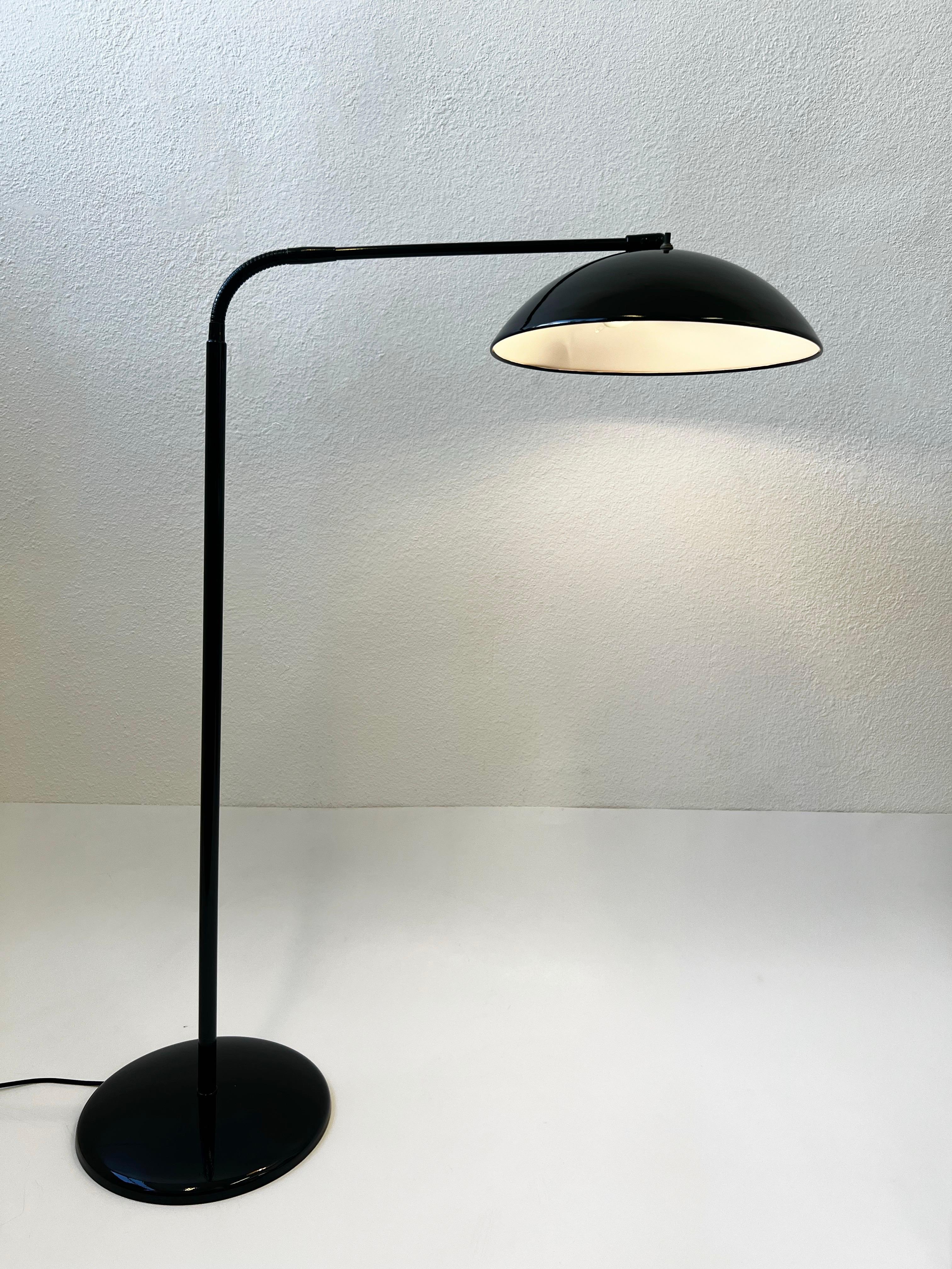 Mid-Century Modern Black Gooseneck Floor Lamp by Gerald Thurston  For Sale