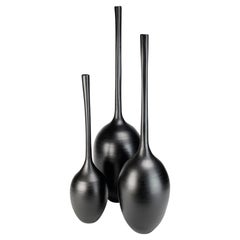 Black Gourd Vessel Trio by Michael Boroniec