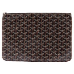 Black Goyardine coated canvas Goyard Senat MM clutch with silver-tone hardware