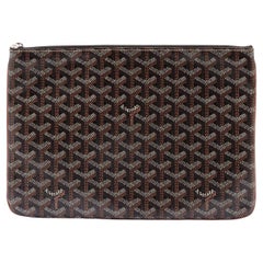 Black Goyardine coated canvas Goyard Senat MM clutch with silver-tone hardware