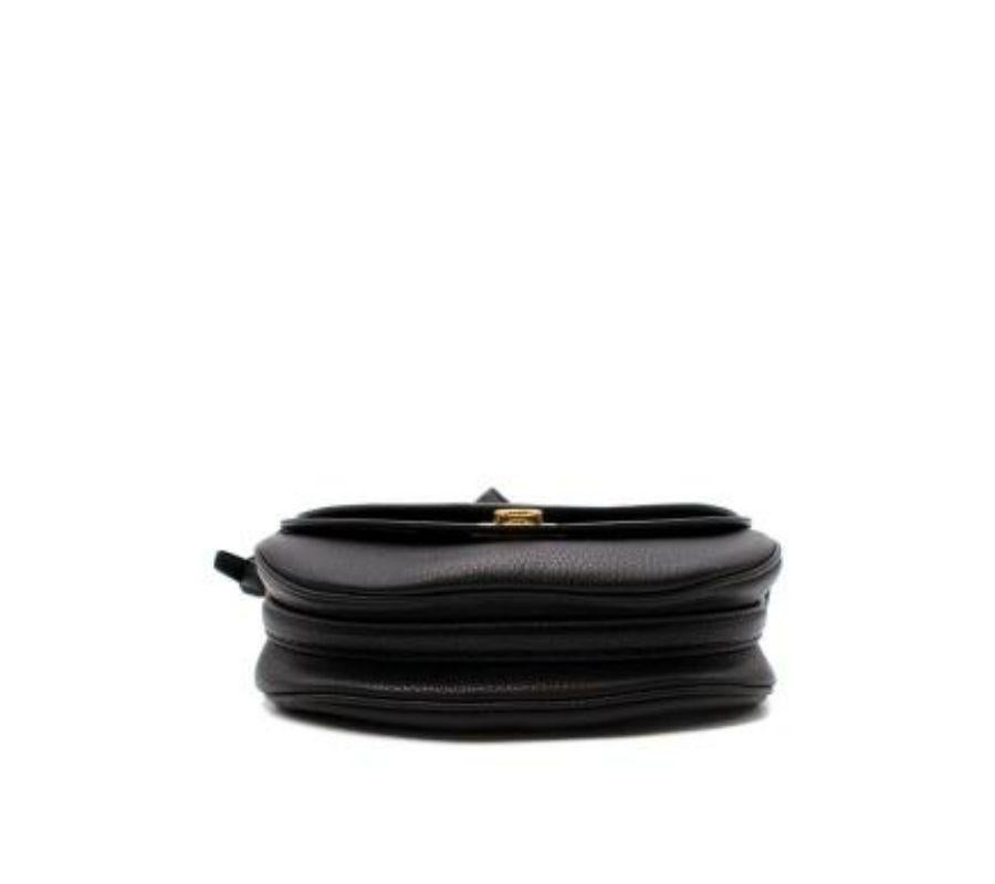 Salvatore Ferragamo Black Grained Leather Gancini Saddle Bag In Excellent Condition For Sale In London, GB