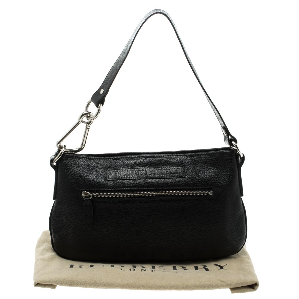 Black Grainy Leather Shoulder Bag 6