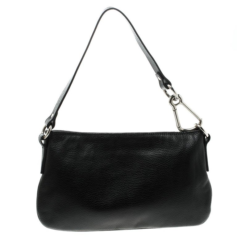 Black Grainy Leather Shoulder Bag For Sale at 1stDibs