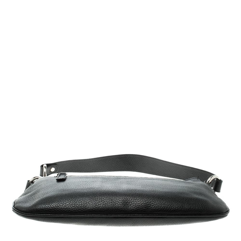 Black Grainy Leather Shoulder Bag 1