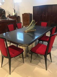 Black Granite and Chrome Dining Table