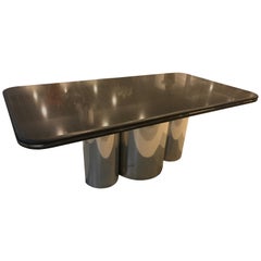 Black Granite and Chrome Dining Table