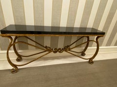 Black Granite and Iron Console or Sofa Table