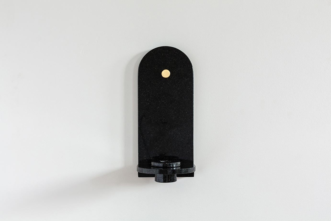 Contemporary Black Granite Stone Candle Sconce by Fort Standard, in Stock