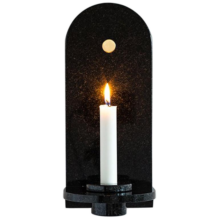 Black Granite Stone Candle Sconce by Fort Standard, in Stock