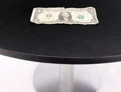 Black Granite Top Crome Pedestal Base Round Dining Table Mid Century Modern MINT