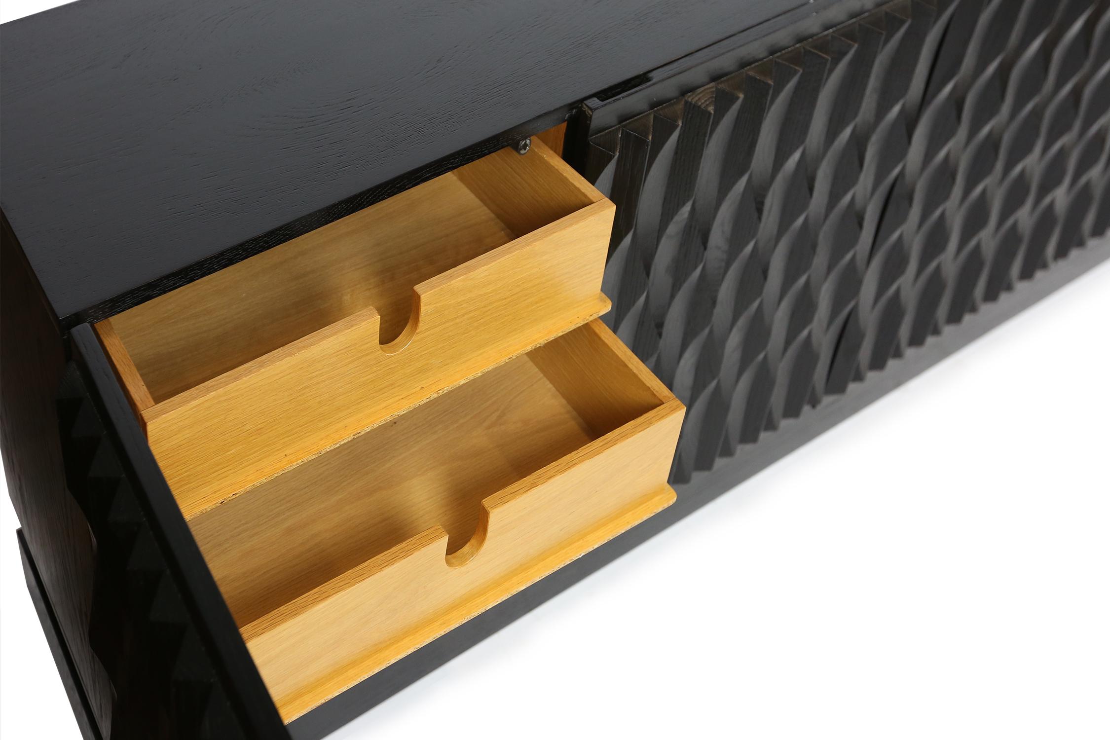 Credenza nera grafica brutalista di De Coene, Belgio, anni '70 2