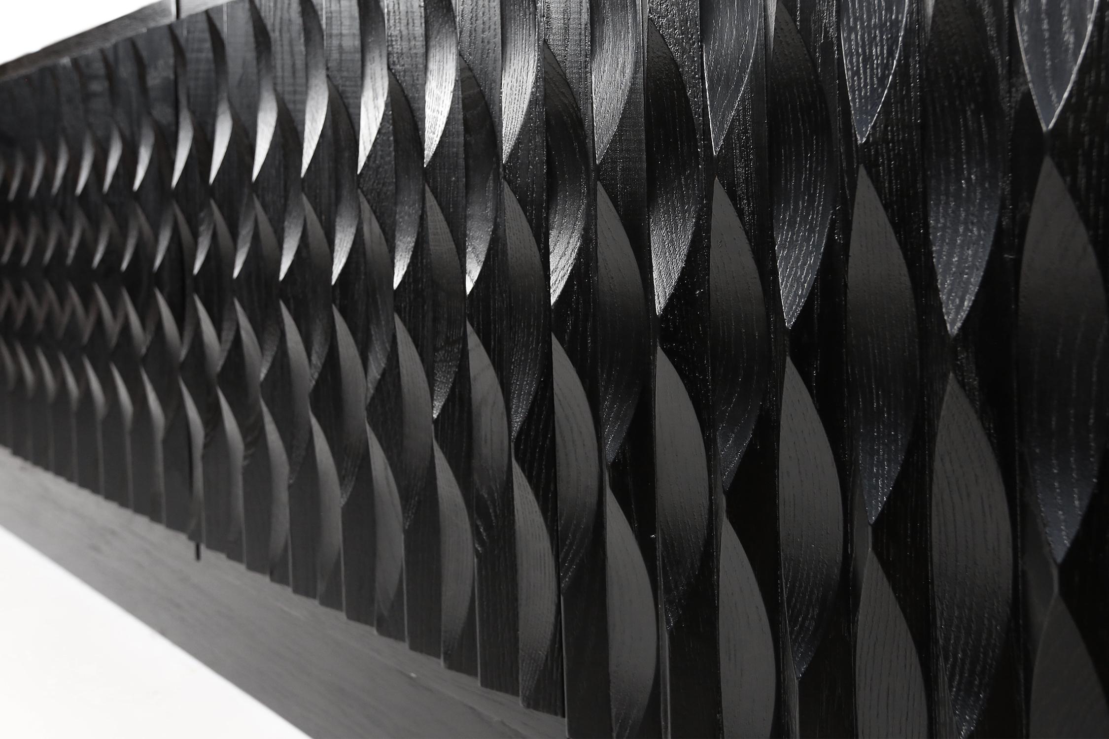 Brutalismo Credenza nera grafica brutalista di De Coene, Belgio, anni '70