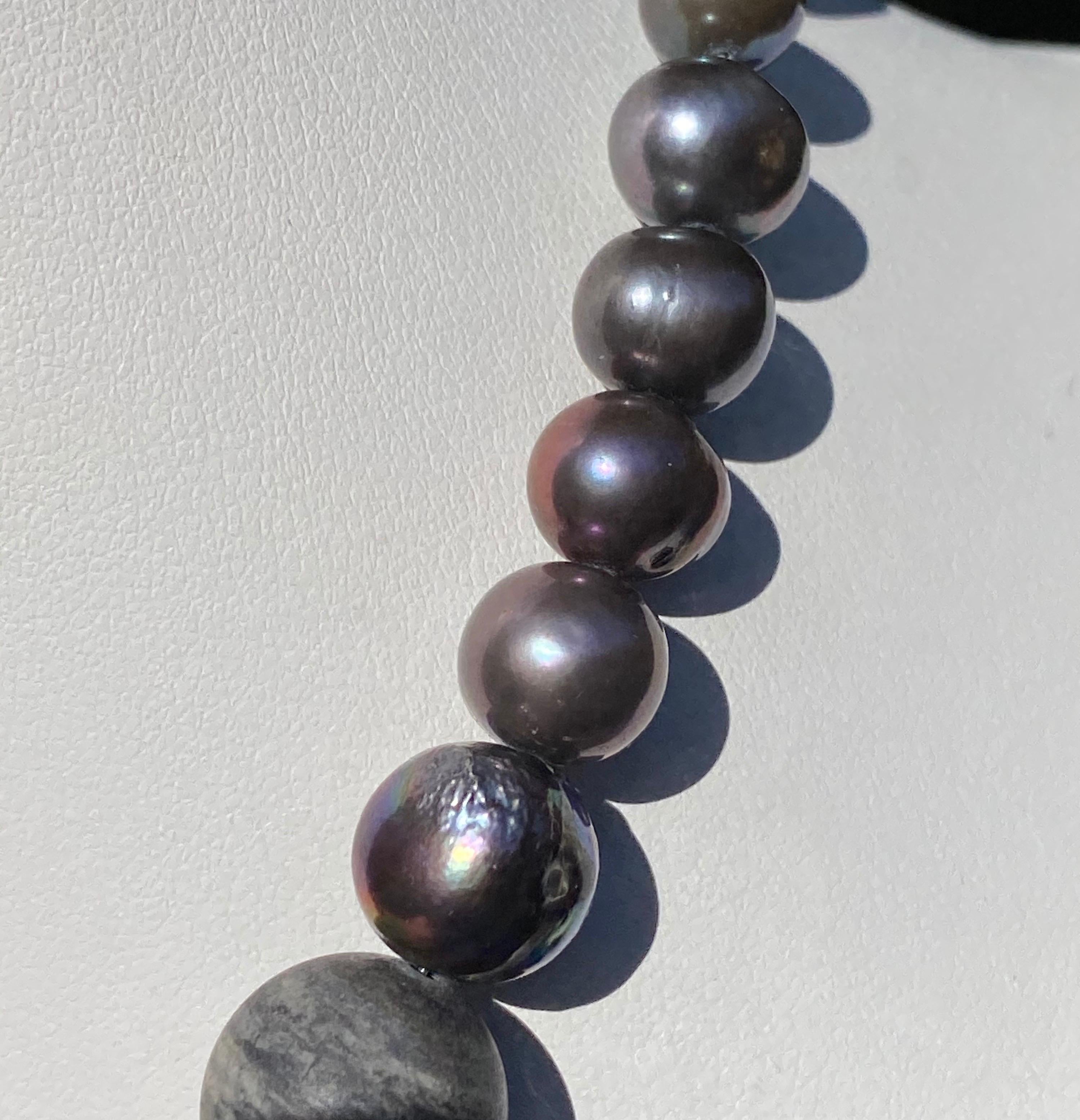 black onyx pearl necklace