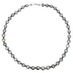 Black/Gray Tahitian Baroque Pearls Hematite Necklace