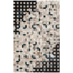 Black, Gray Tessellation Trellis Cowhide Area Floor Rug XX-Large