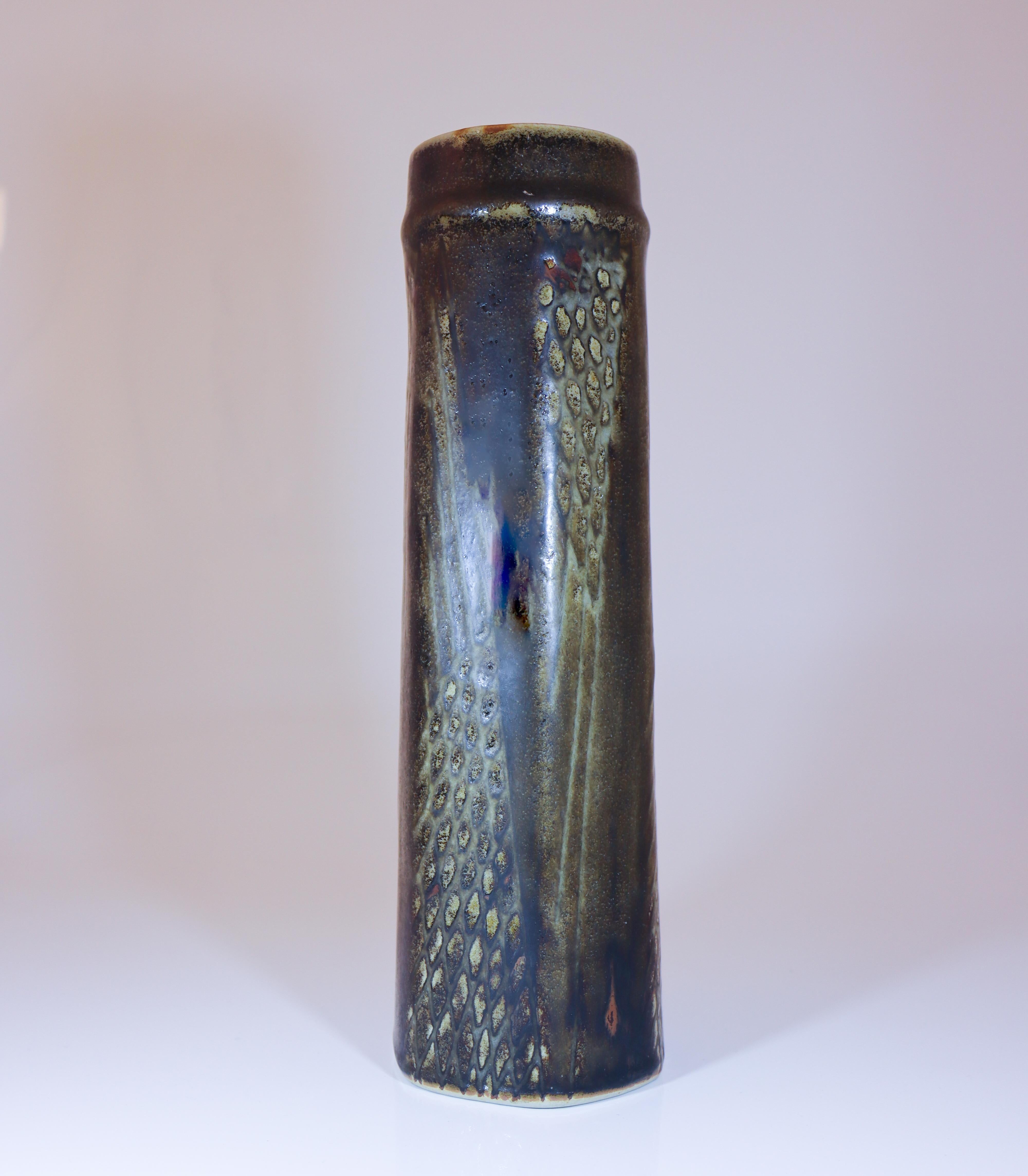 Scandinavian Modern Black & Gray Vase - Carl-Harry Stålhane - Rörstrand Atelier - Midcentury Modern For Sale
