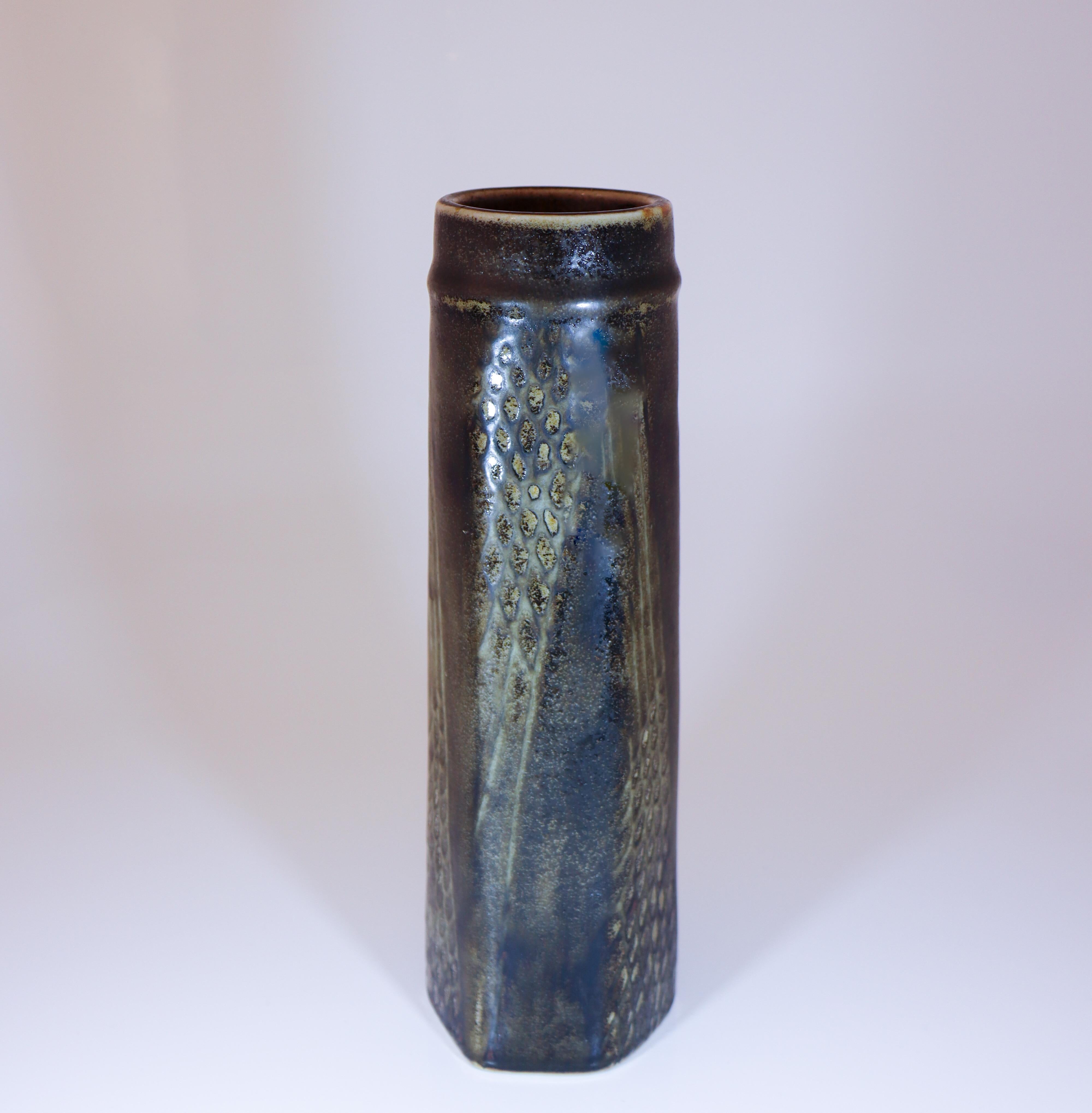 Swedish Black & Gray Vase - Carl-Harry Stålhane - Rörstrand Atelier - Midcentury Modern For Sale