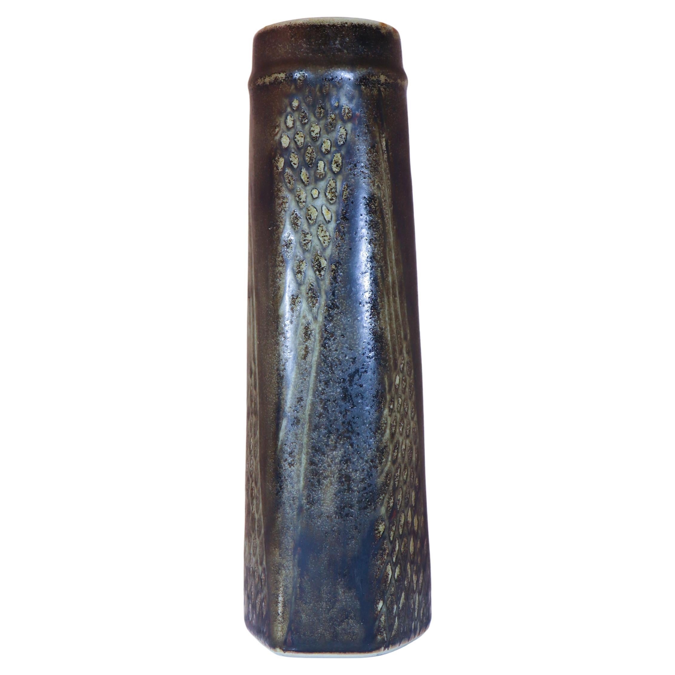 Black & Gray Vase - Carl-Harry Stålhane - Rörstrand Atelier - Midcentury Modern For Sale
