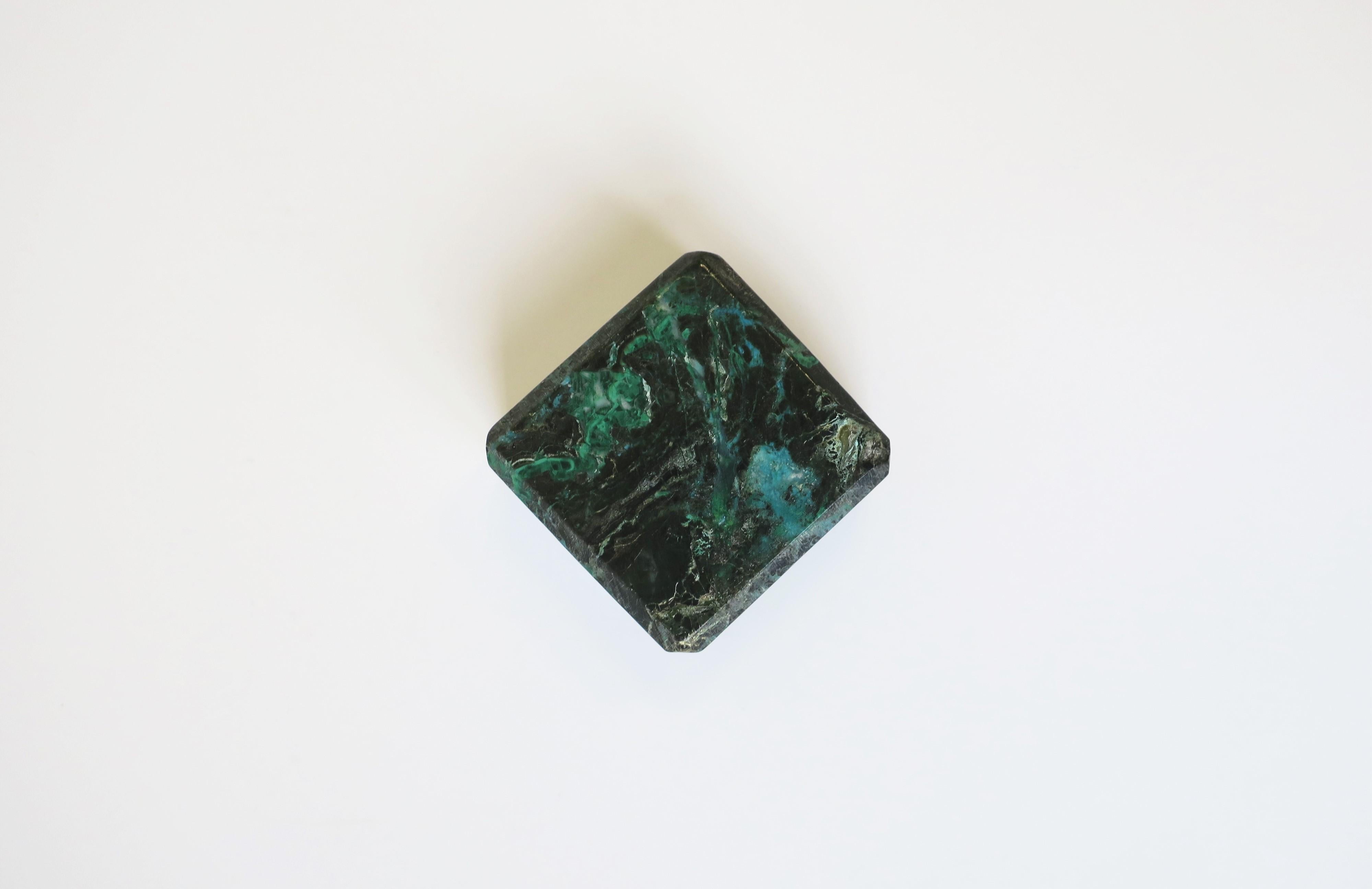 Emerald Green and Blue Gem Cut Stone Object or Paperweight 4