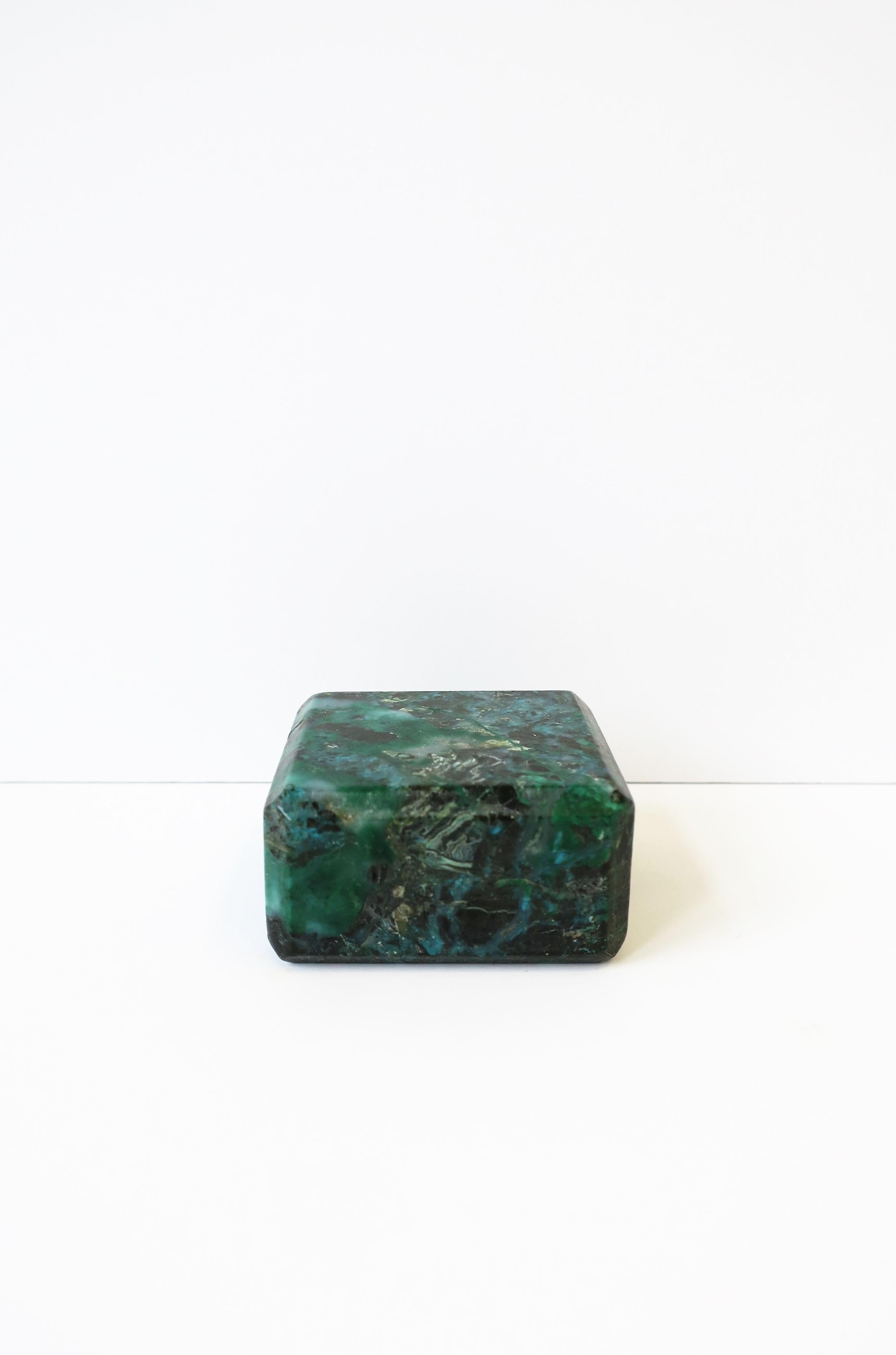 Modern Emerald Green and Blue Gem Cut Stone Object or Paperweight