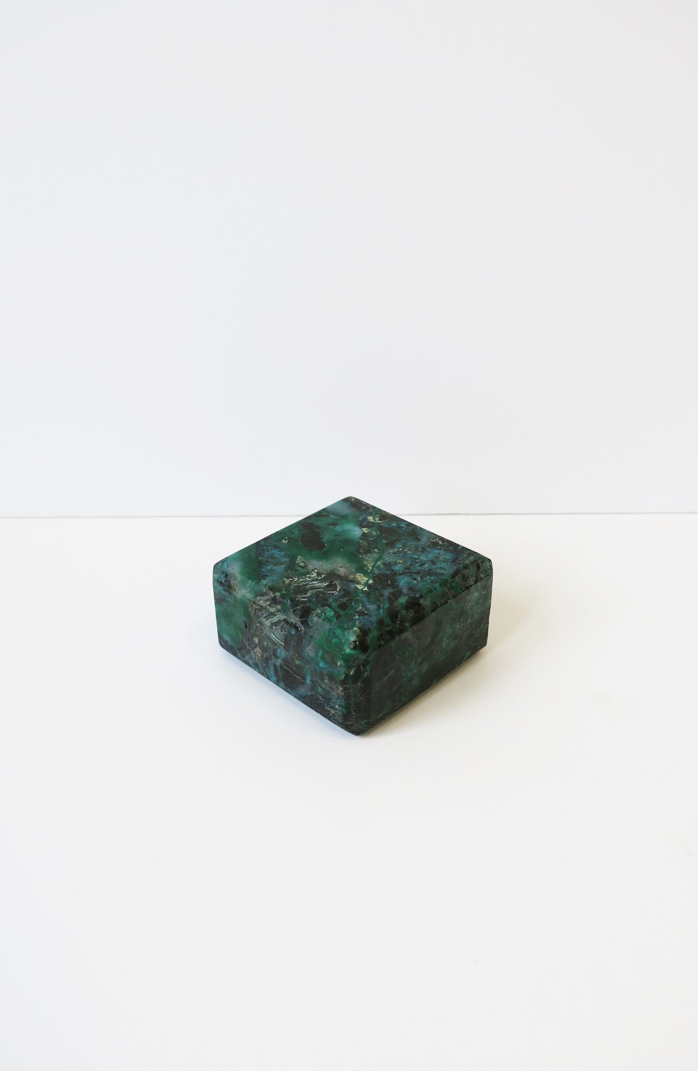 Polished Emerald Green and Blue Gem Cut Stone Object or Paperweight