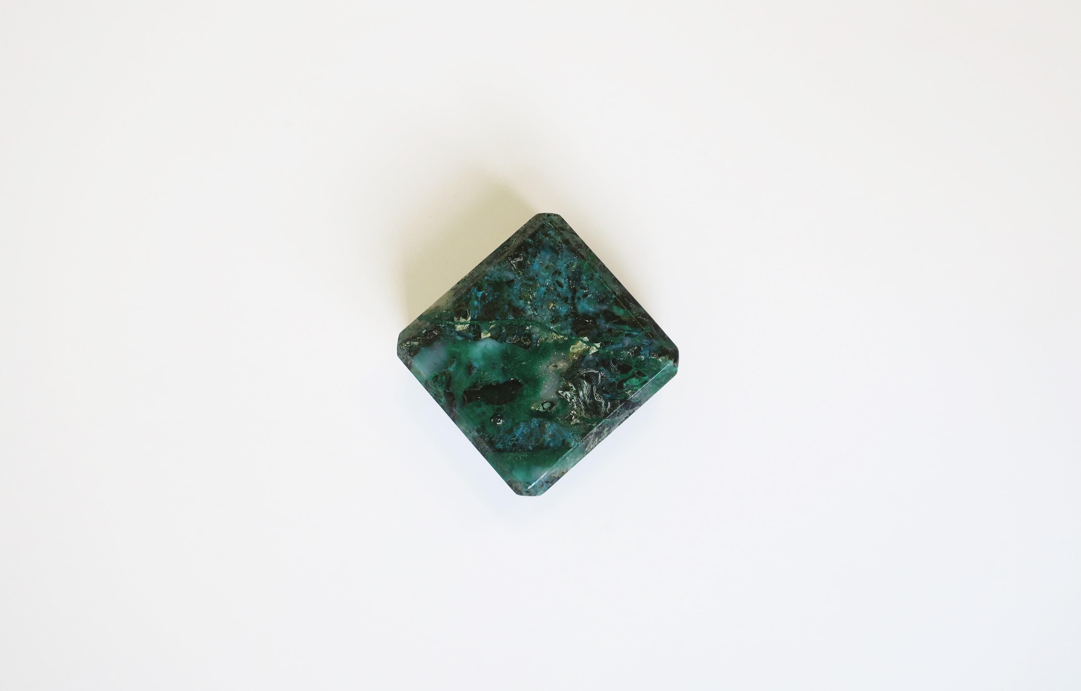 20th Century Emerald Green and Blue Gem Cut Stone Object or Paperweight