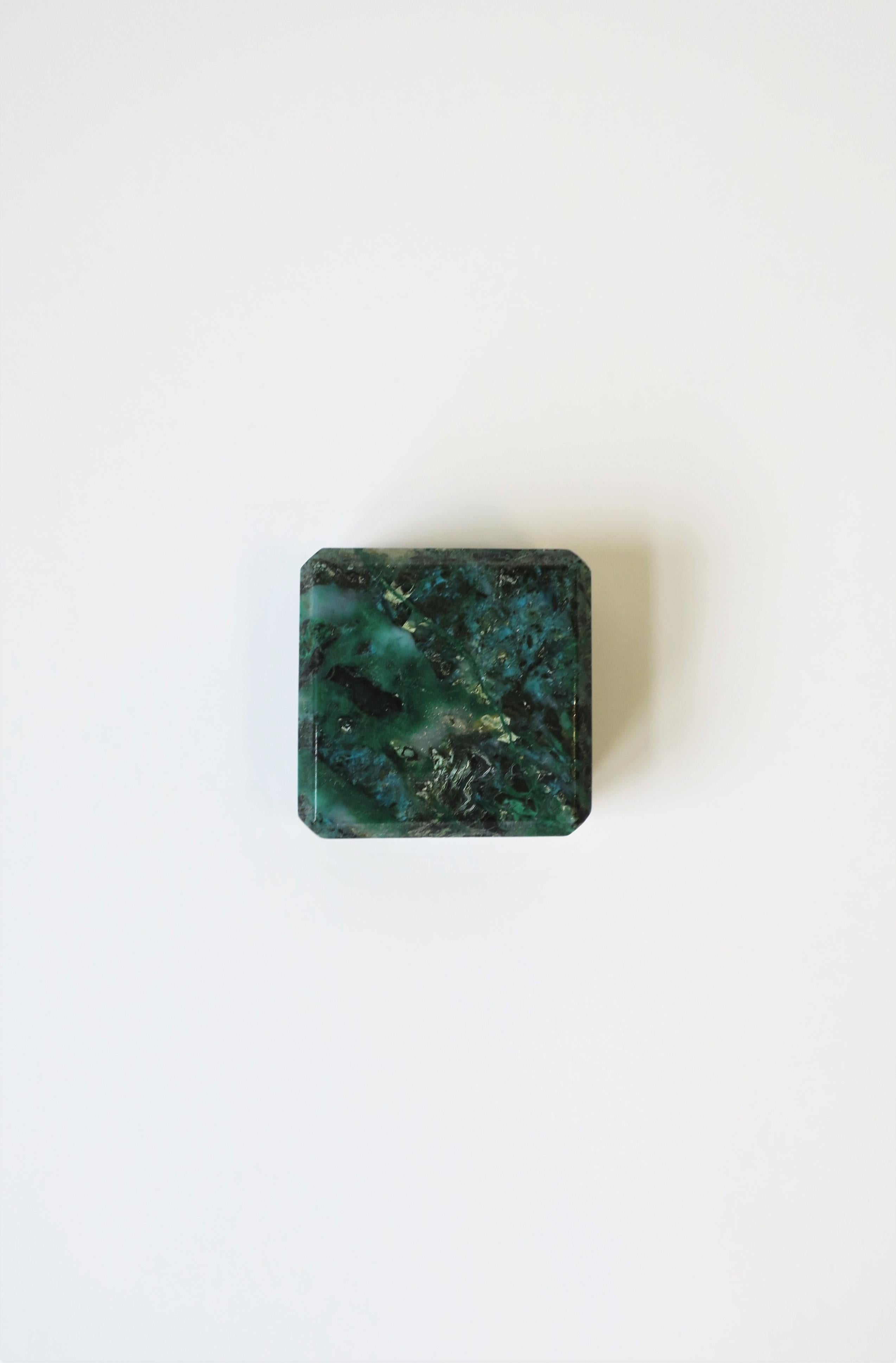 Emerald Green and Blue Gem Cut Stone Object or Paperweight 3