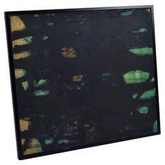 Black Green Gold Ochre Expressionist Color Field Oil Painting Nakamura 1960s