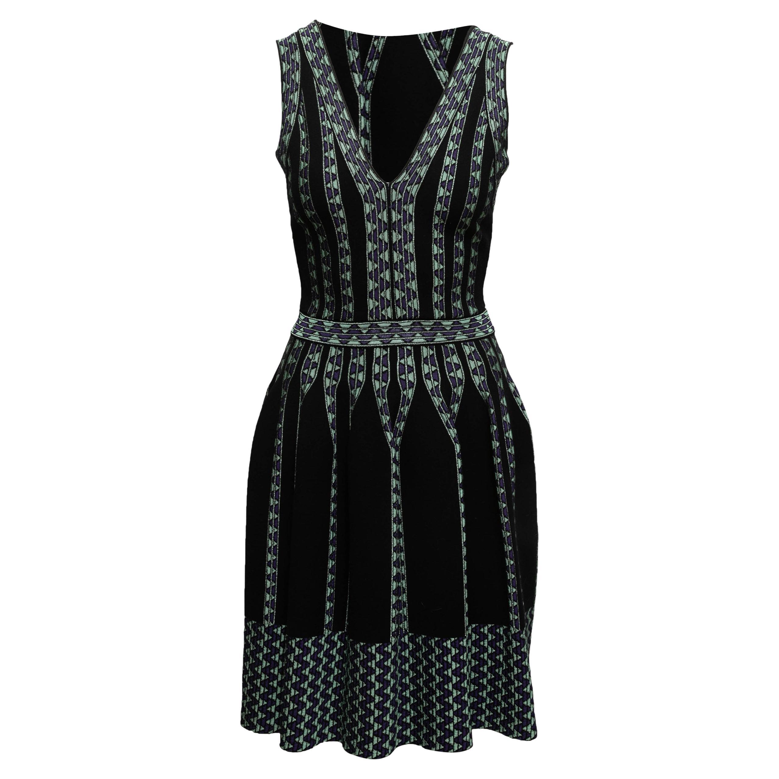 Black & Green M Missoni Knit Sleeveless Dress Size IT 40 For Sale
