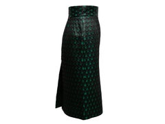 Black & Green Prada Jacquard Pencil Skirt Size IT 40