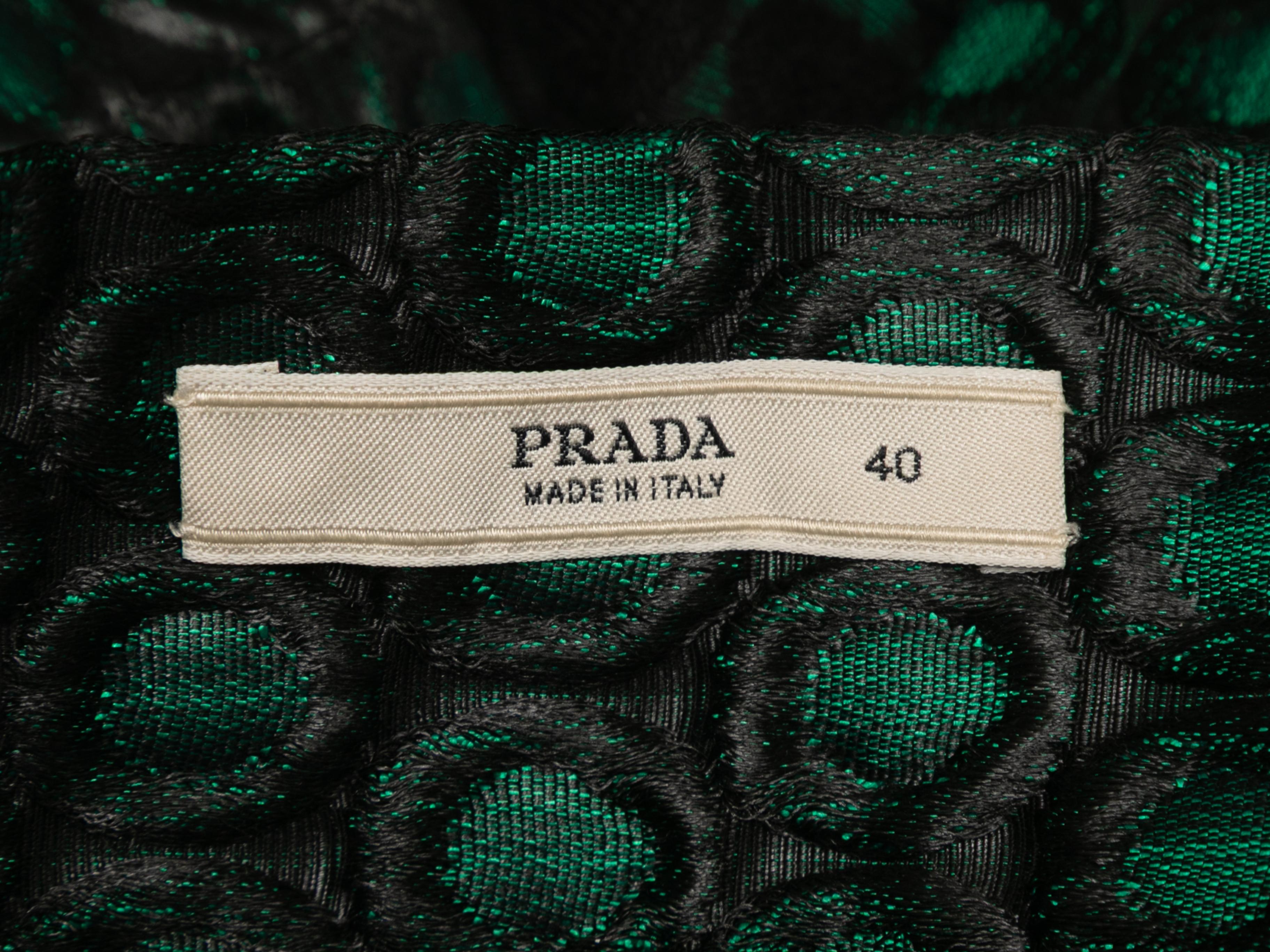 Women's Black & Green Prada Jacquard Pencil Skirt Size IT 40 For Sale