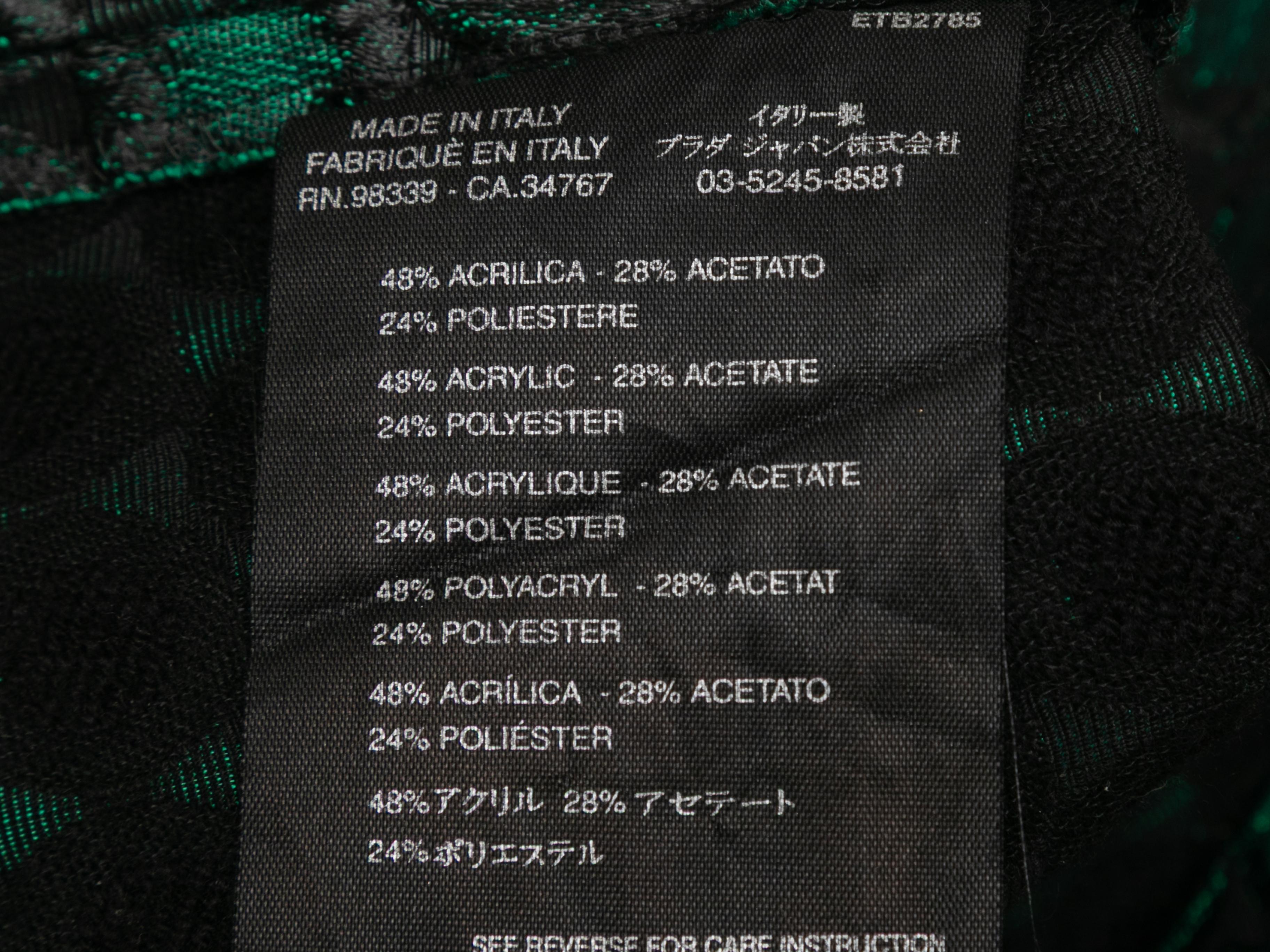 Black & Green Prada Jacquard Pencil Skirt Size IT 40 For Sale 1