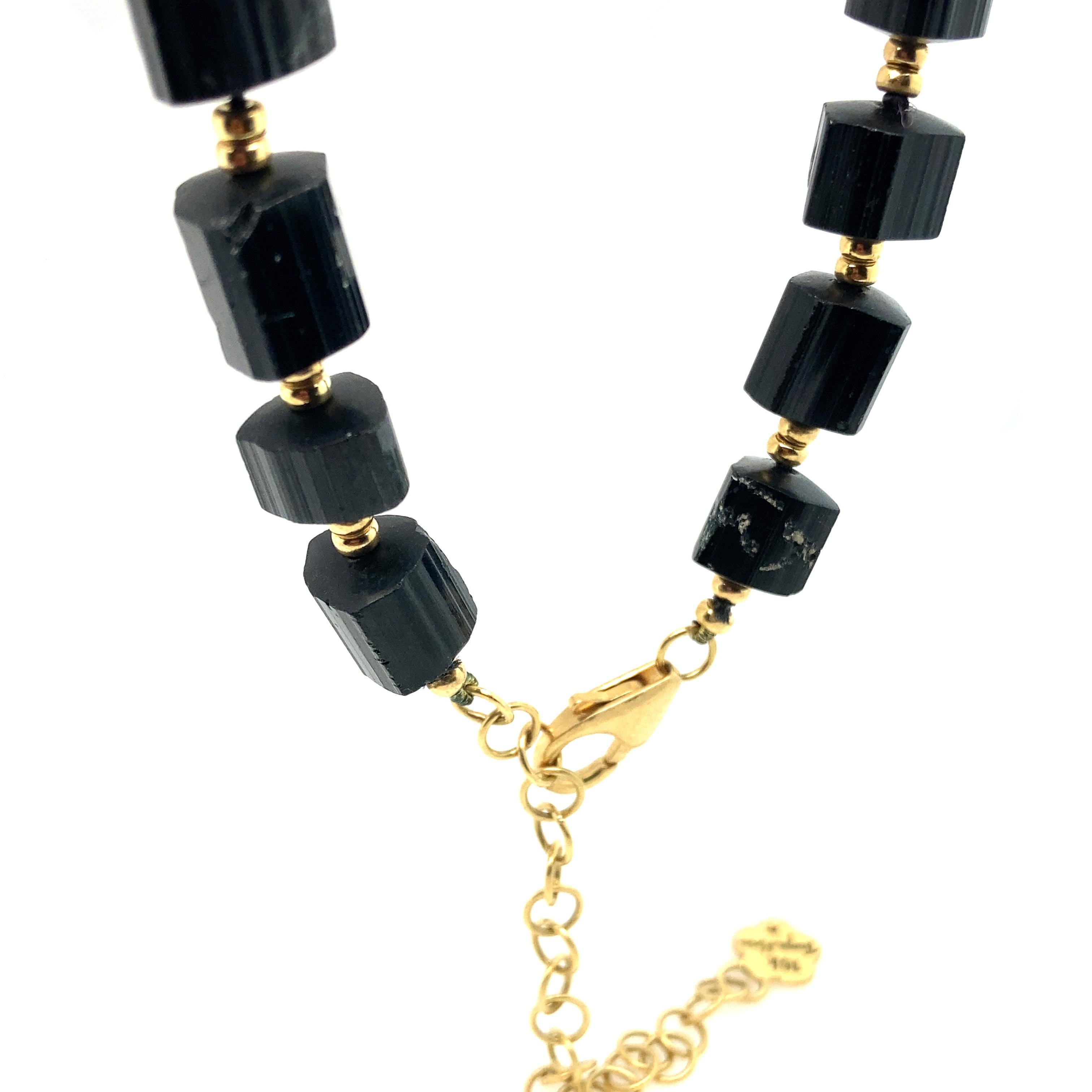 Women's Black/green Tourmaline and Gold Bead Chunky Necklace  For Sale