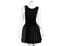 Black & Grey Alaia Woven Fit-and-Flare Dress