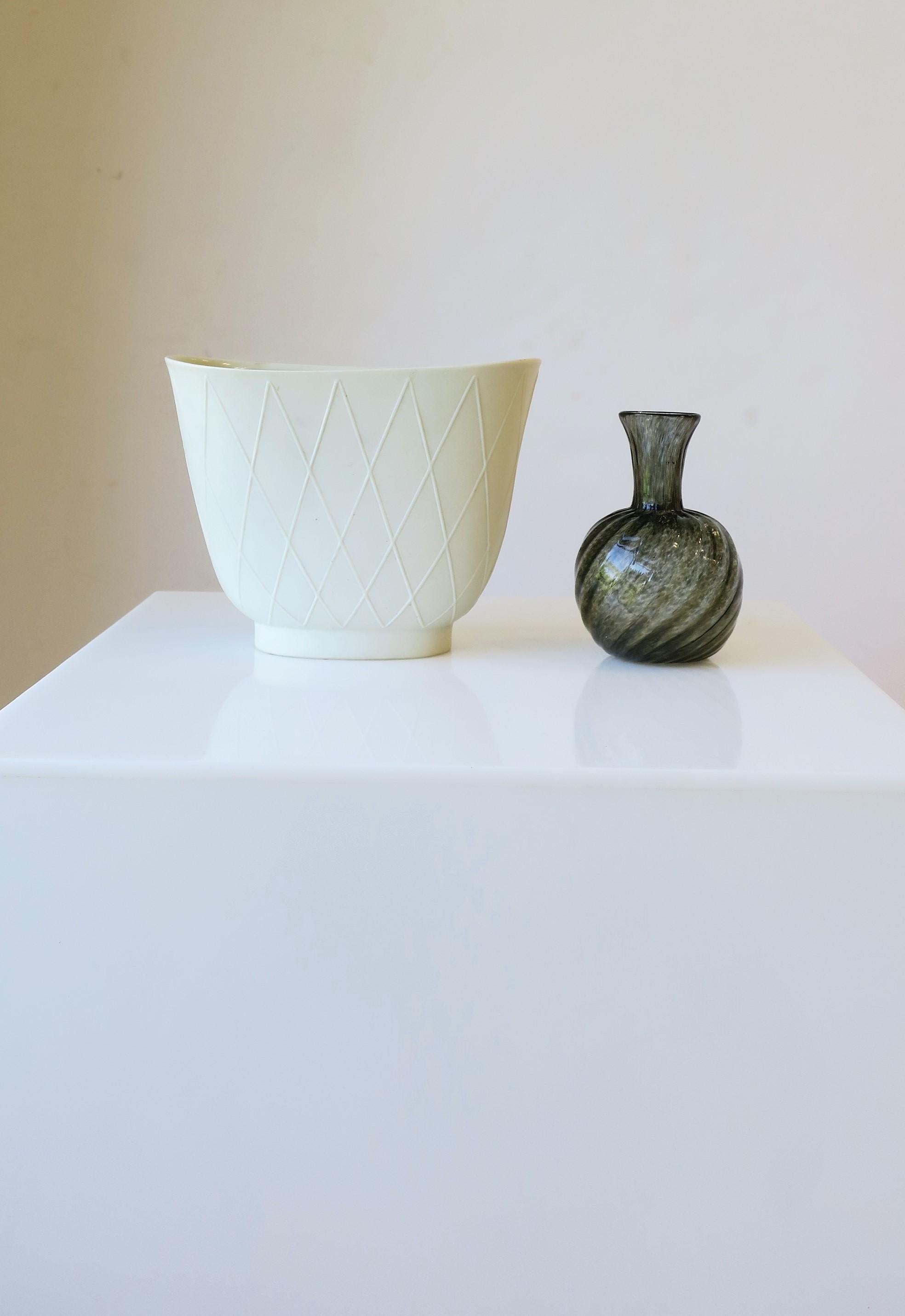 20th Century Black Grey Art Glass Vase, Small