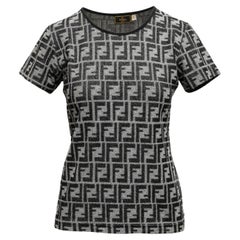 Top à manches courtes à motifs noirs et gris de Fendi Taille IT 44