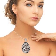 Black Grey Jade Pendant in 18 Karat White Gold