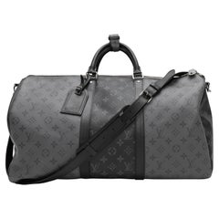 Black & Grey Louis Vuitton Logo Keepall 50