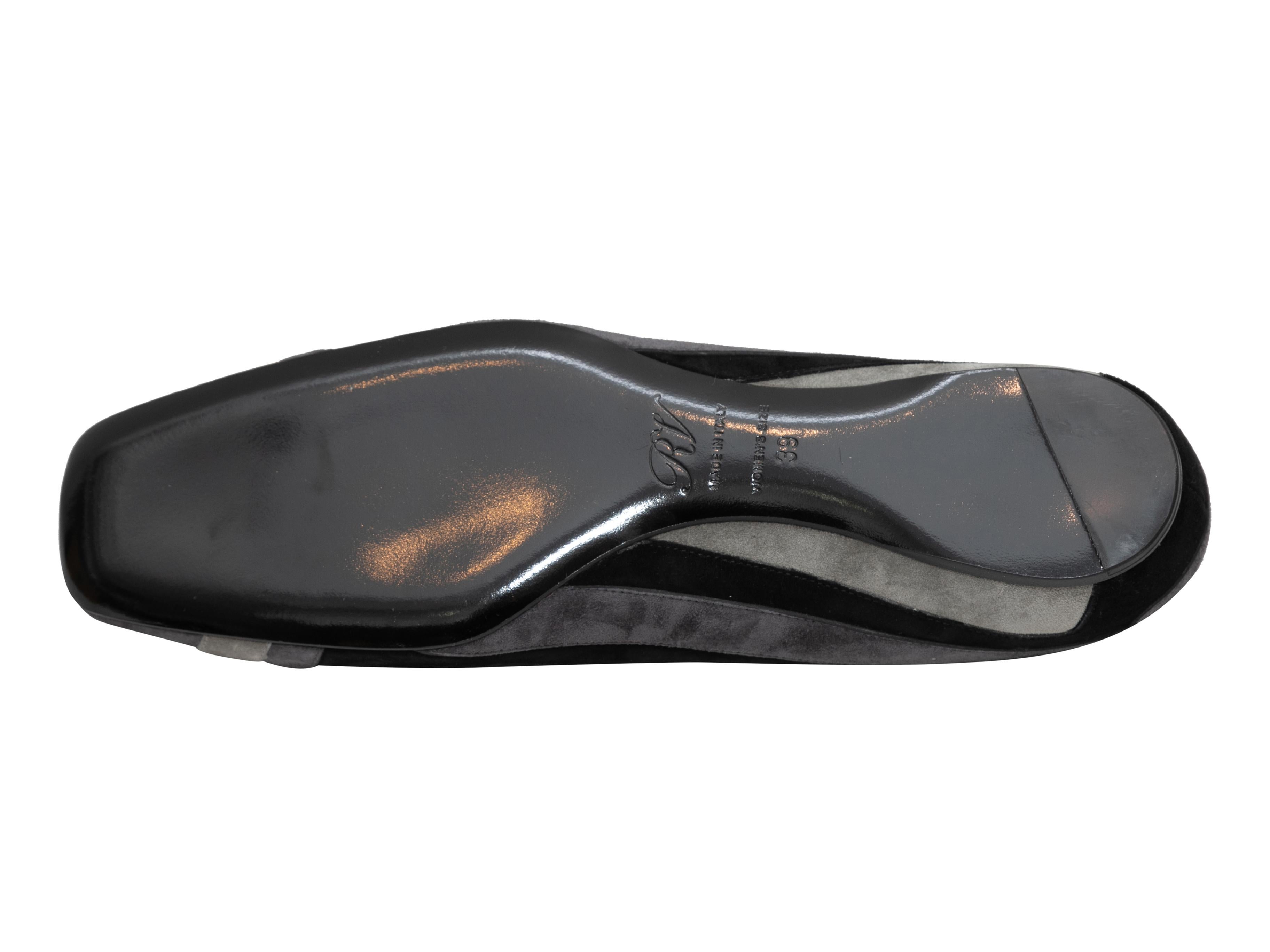 Black & Grey Roger Vivier Suede Ballet Flats Size 39 For Sale 1