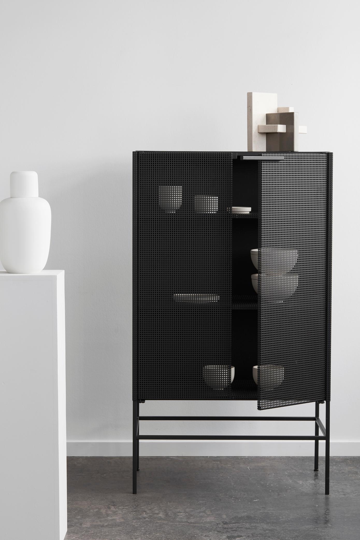 Danish Black Grid Cabinet by Kristina Dam Studio For Sale