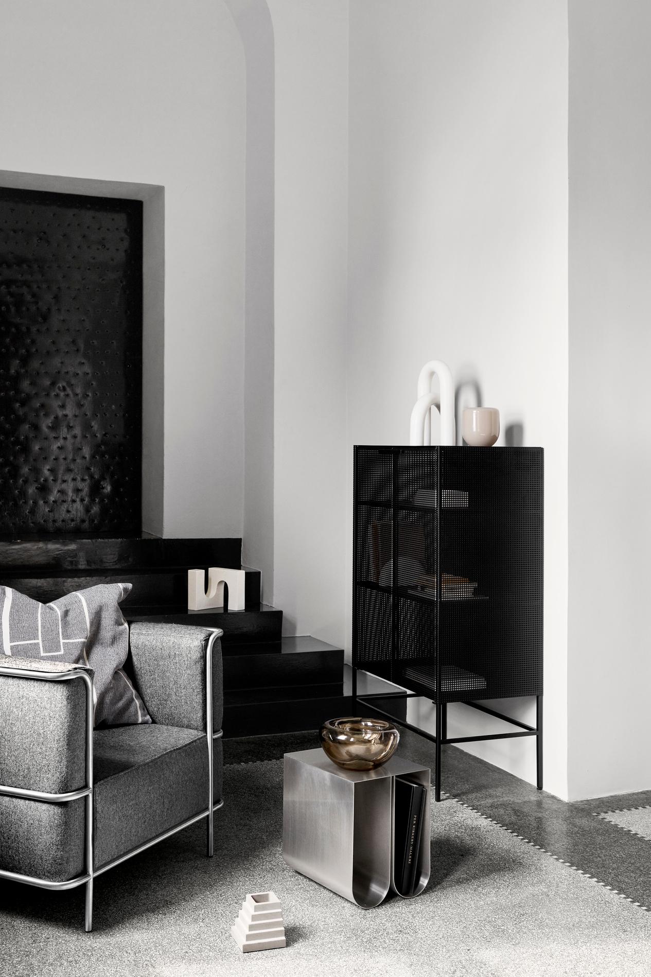 Contemporary Black Grid Cabinet by Kristina Dam Studio For Sale