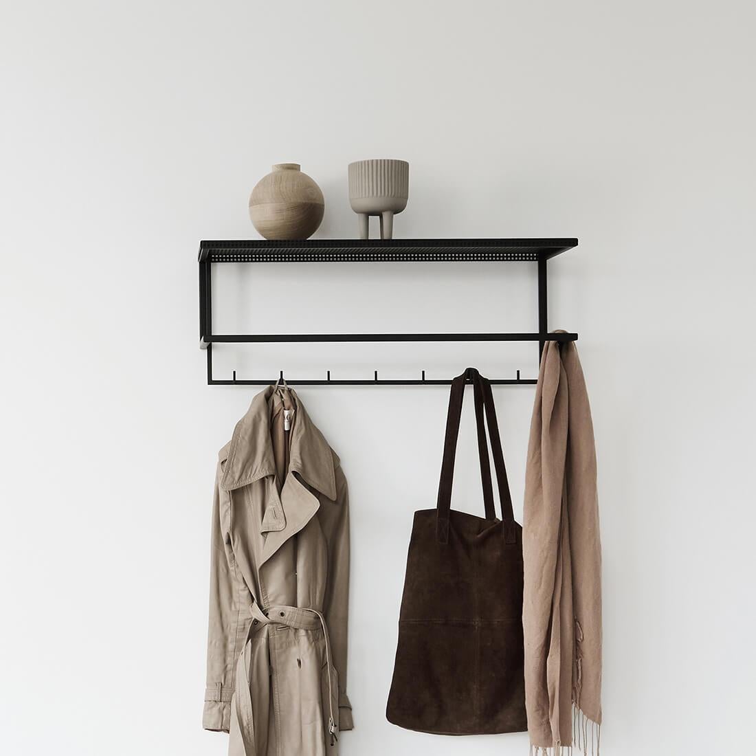 Modern Black Grid Coat Hanger by Kristina Dam Studio