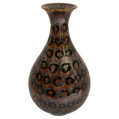 Black Ground Painted Circle Design Vase, China, Contemporary