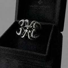 Black Grunge Gold Cocktail Ring by GROMOV