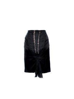 Black GUCCI by Tom Ford 2004 Crystal Pleated Chiffon Silk Skirt 44