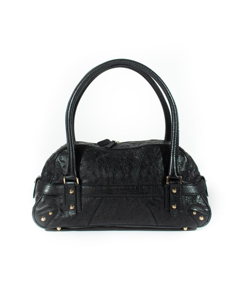 Gucci by Tom Ford Black Ostrich Leather Horsebit Oversized Shoulder Bag ...