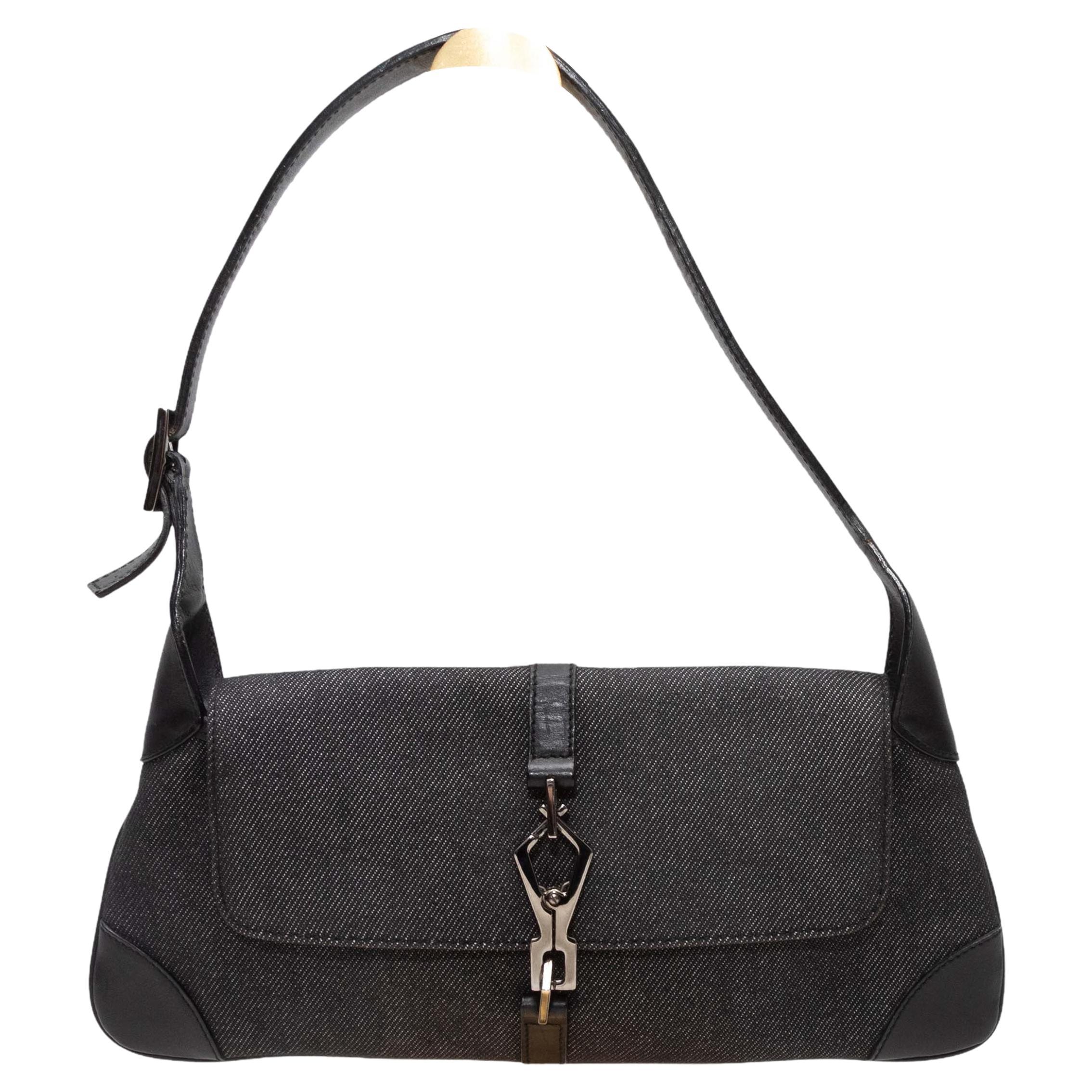 Borsa Jackie black di Gucci in denim e pelle in vendita