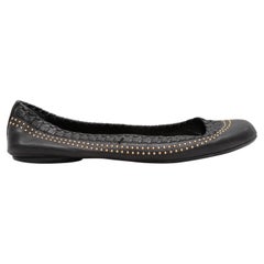 Used Black Gucci Leather Ballet Flats Size 39