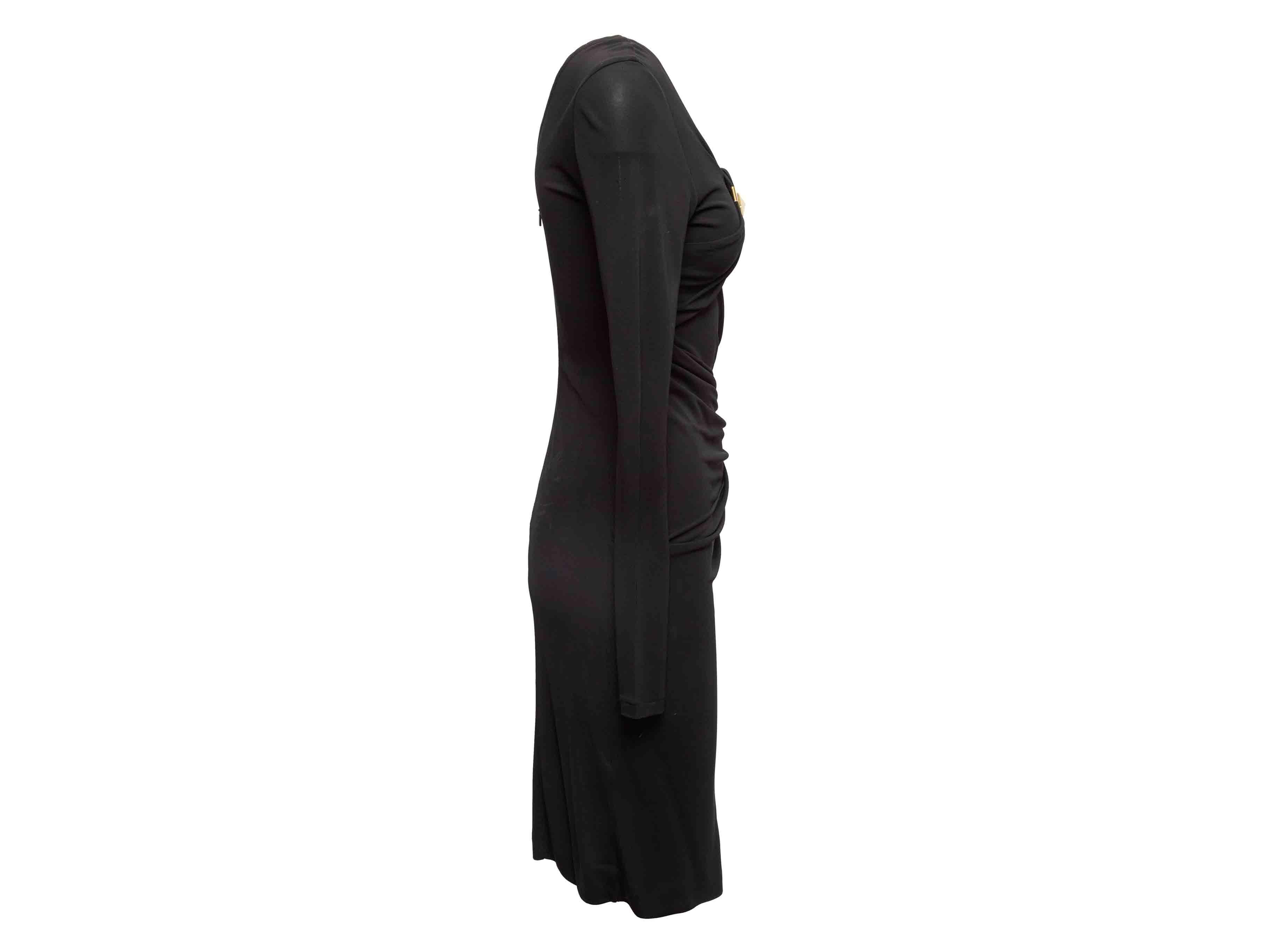 Robe à manches longues froncées noire de Gucci Taille M US Pour femmes en vente